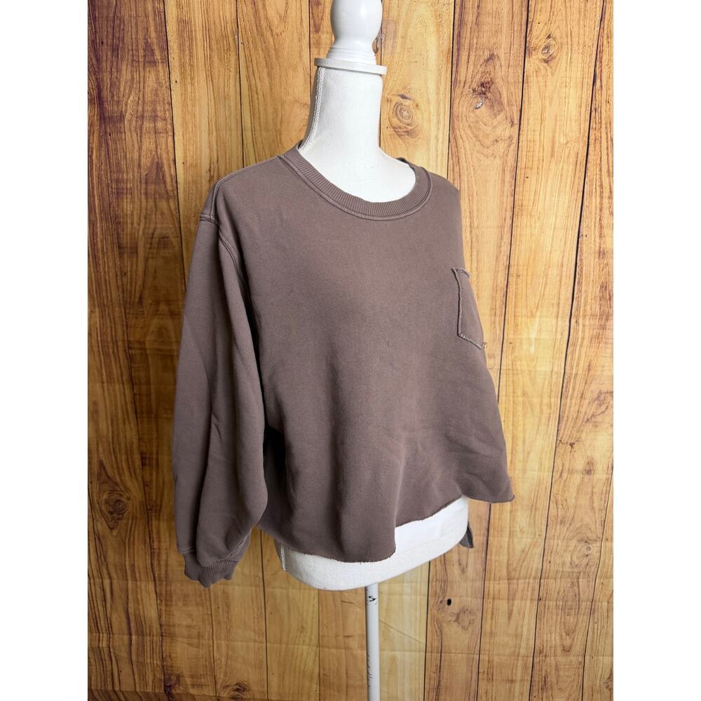 Aerie Oversized High-Low Brown Crewneck Sweatshirt Women's Size M